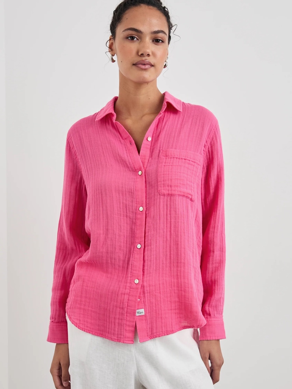 Rails Ellis Shirt Hibiscus Long Sleeve Gauze Organic Cotton Sz M